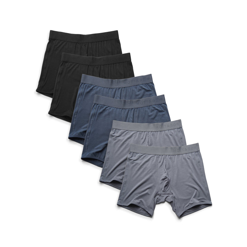 Men wearing Black/Steel Gray/Gray Boxer Brief 6-Pack underwear