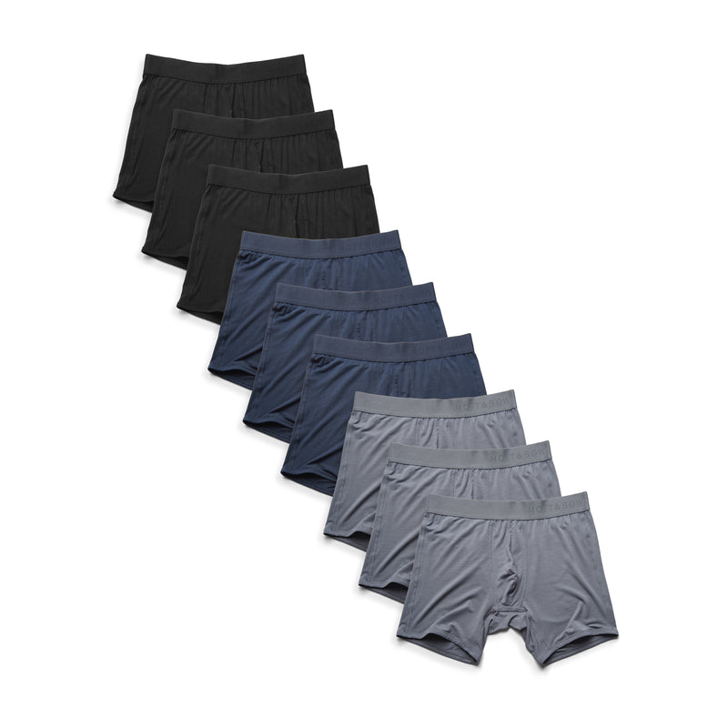Men wearing Gray/Navy/Black Boxer Brief 9-Pack underwear