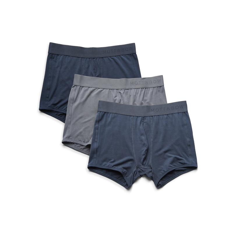 Men wearing Navy/Steel Gray/Gray Trunks 3-Pack underwear