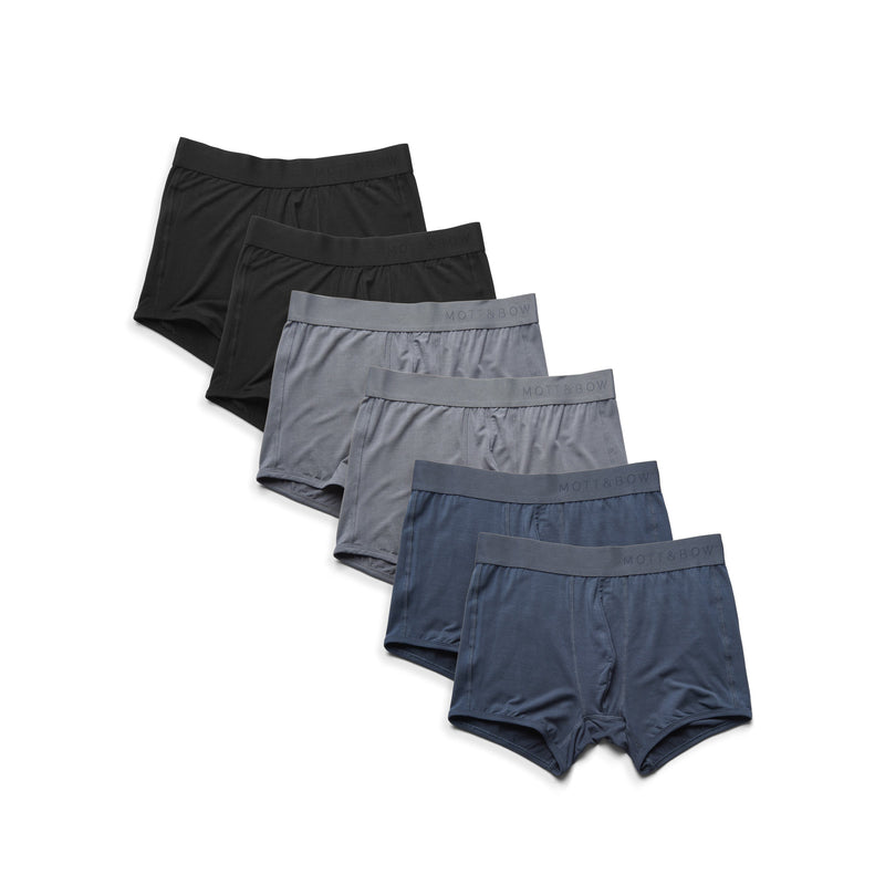 Men wearing Black/Steel Gray/Gray Trunks 6-Pack underwear