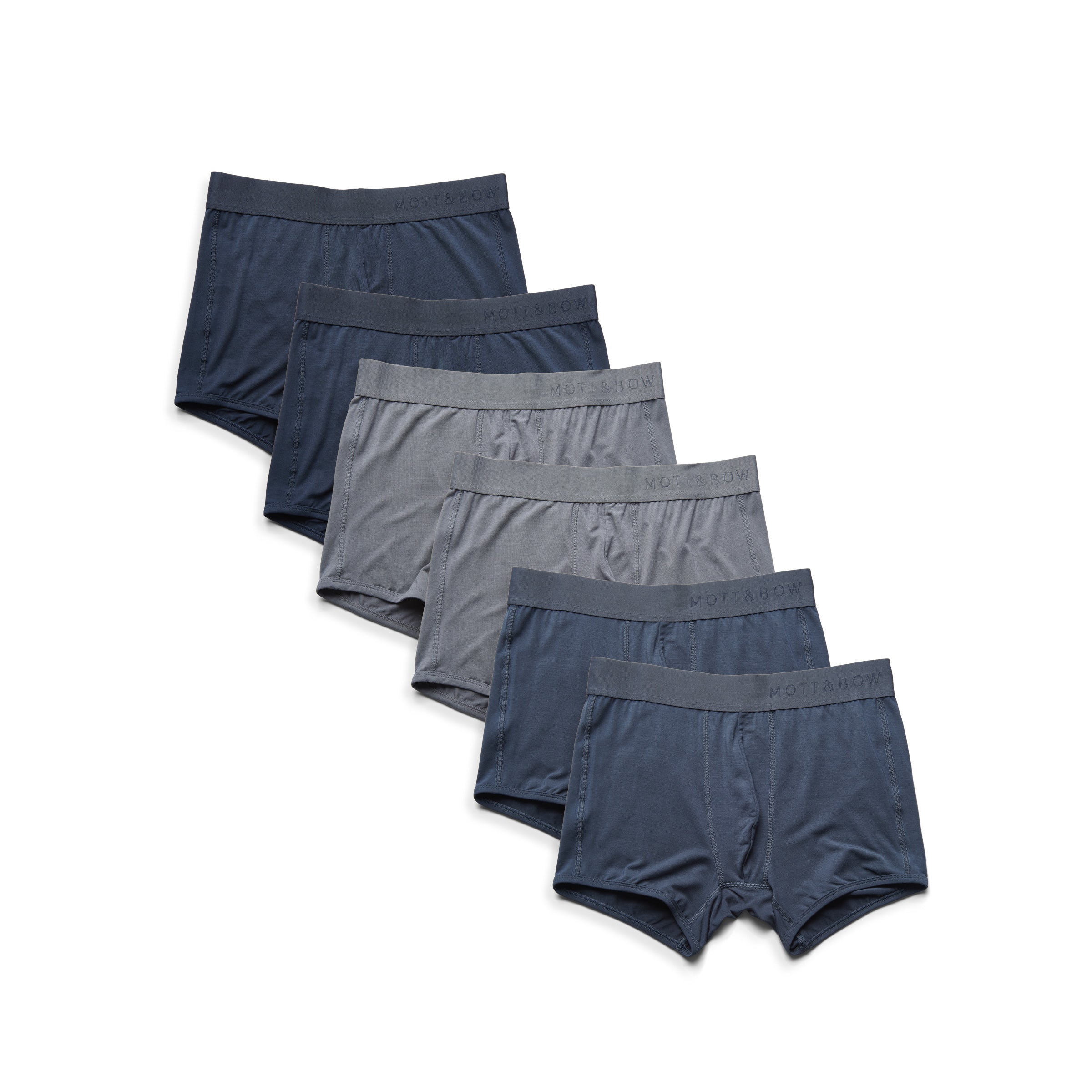 Men wearing Navy/Steel Gray/Gray Trunks 6-Pack underwear