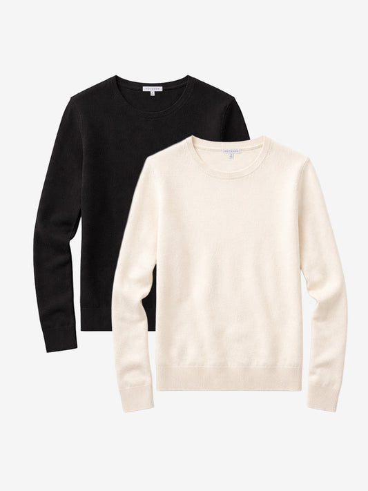 Cashmere Raglan Crew Cambridge Sweater 2-Pack Cream/Black V-Neck sweaters