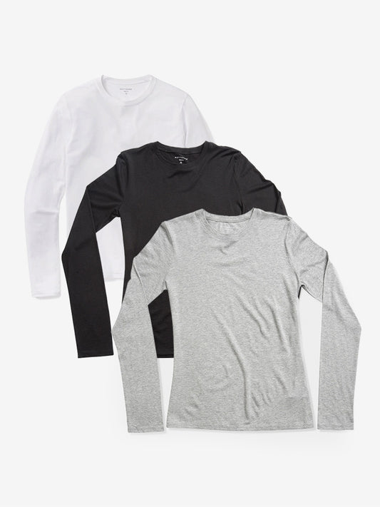 Long Sleeve Crew Tee Marcy 3-Pack Black/Heather Gray/White Crew tees