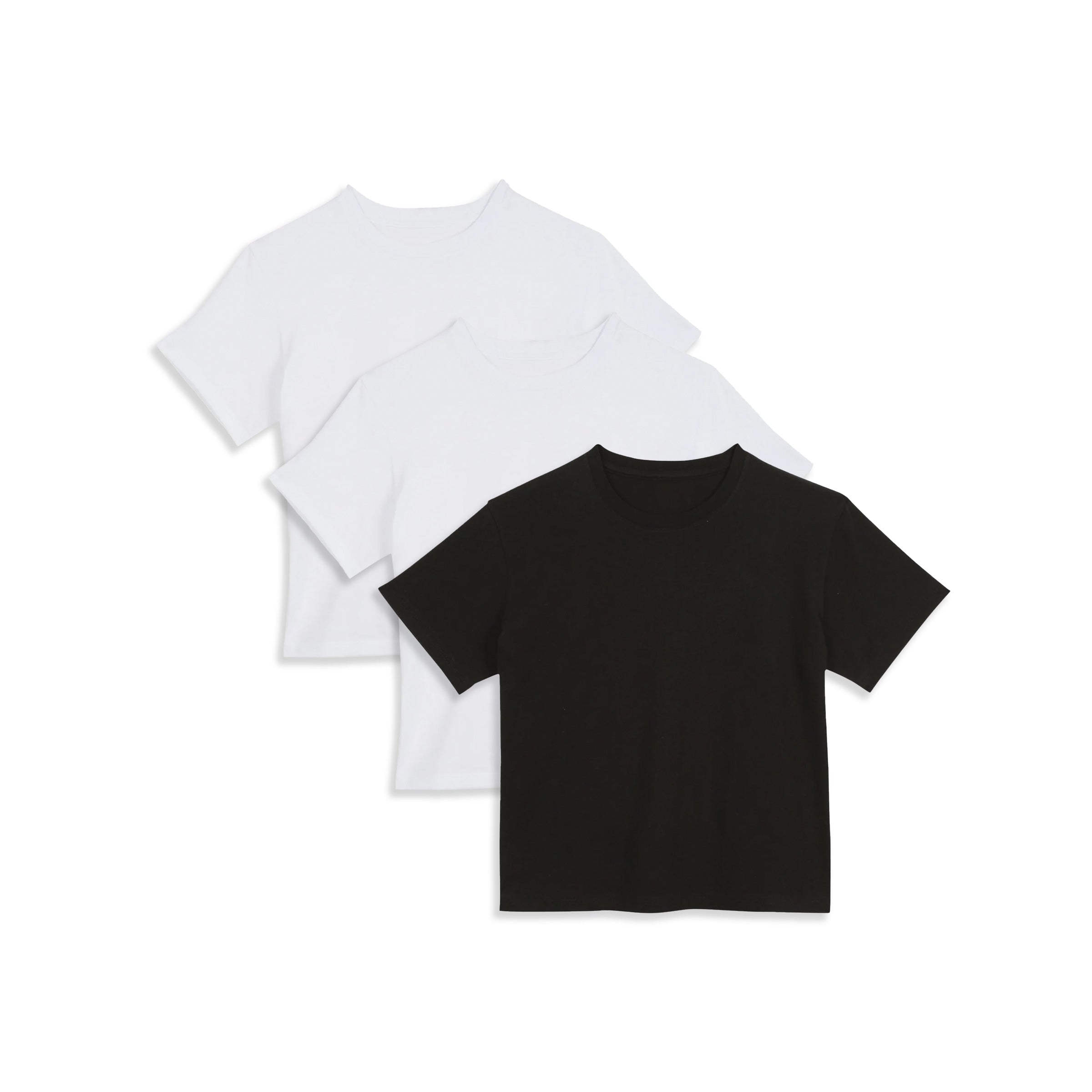 Women wearing White/White/Black Everyday Cotton Crew Tee 3-Pack tees