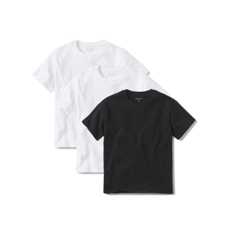 Women wearing White/White/Black Everyday Cotton Crew Tee 3-Pack