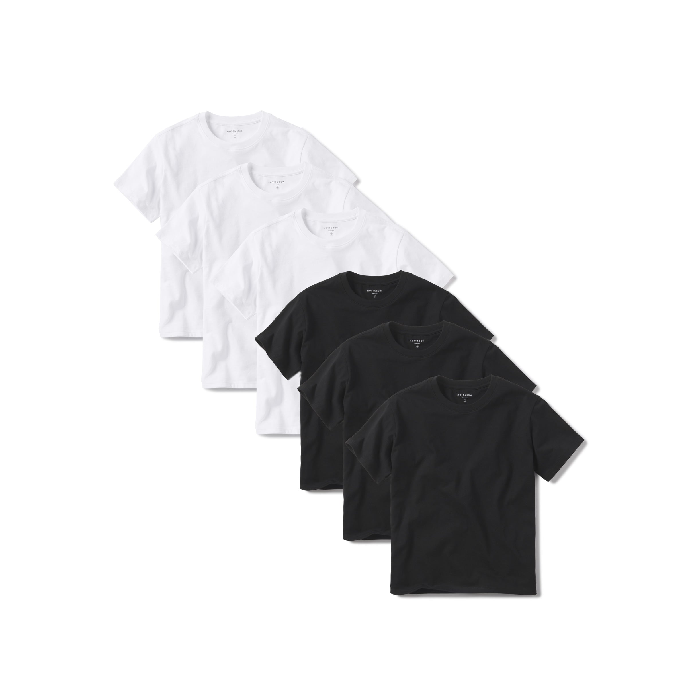 Women wearing White/Black Everyday Cotton Crew Tee 6-Pack tees