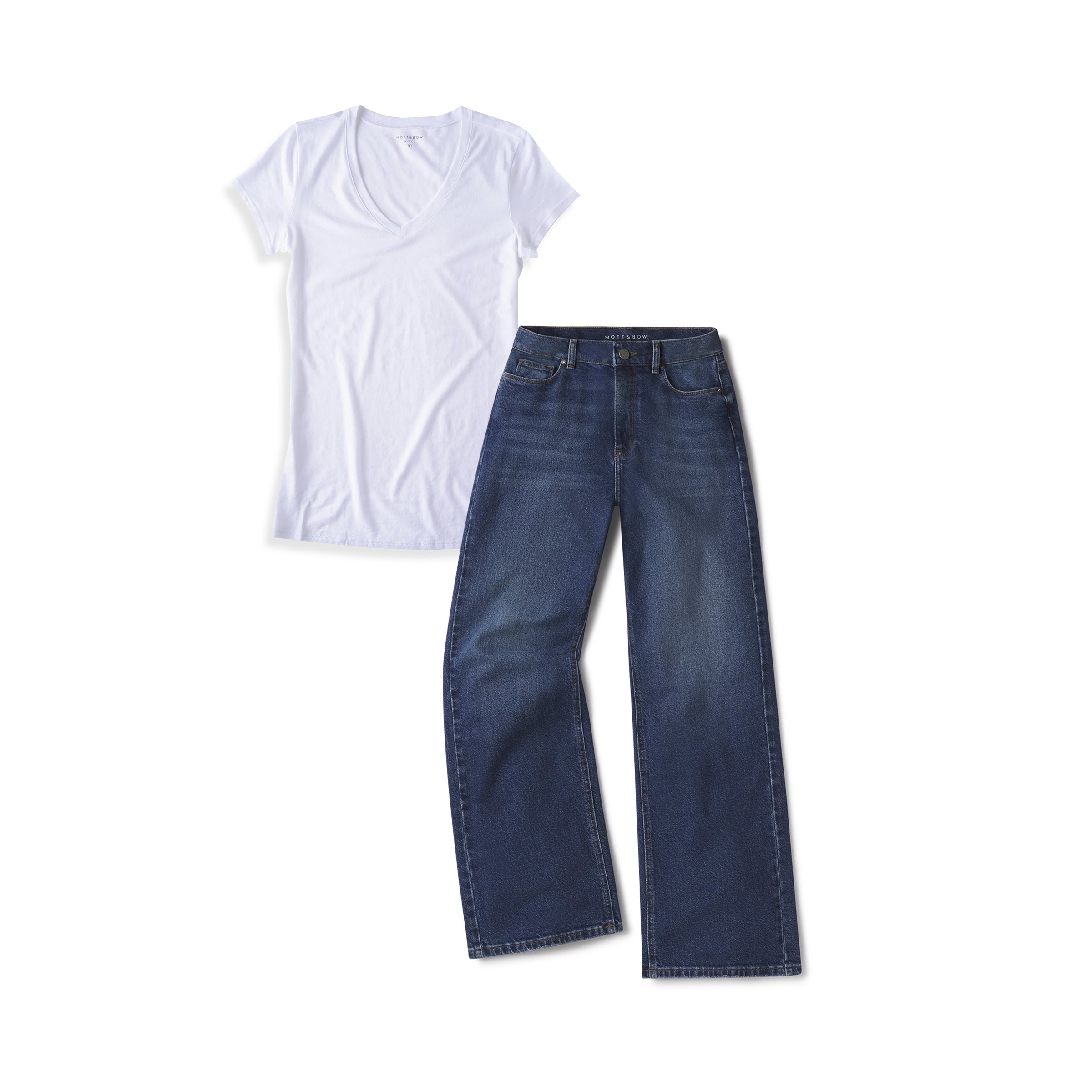 Women wearing Default Title Bundle 03: 1 Pair of Wide Leg Jeans + 1 Marcy Tee