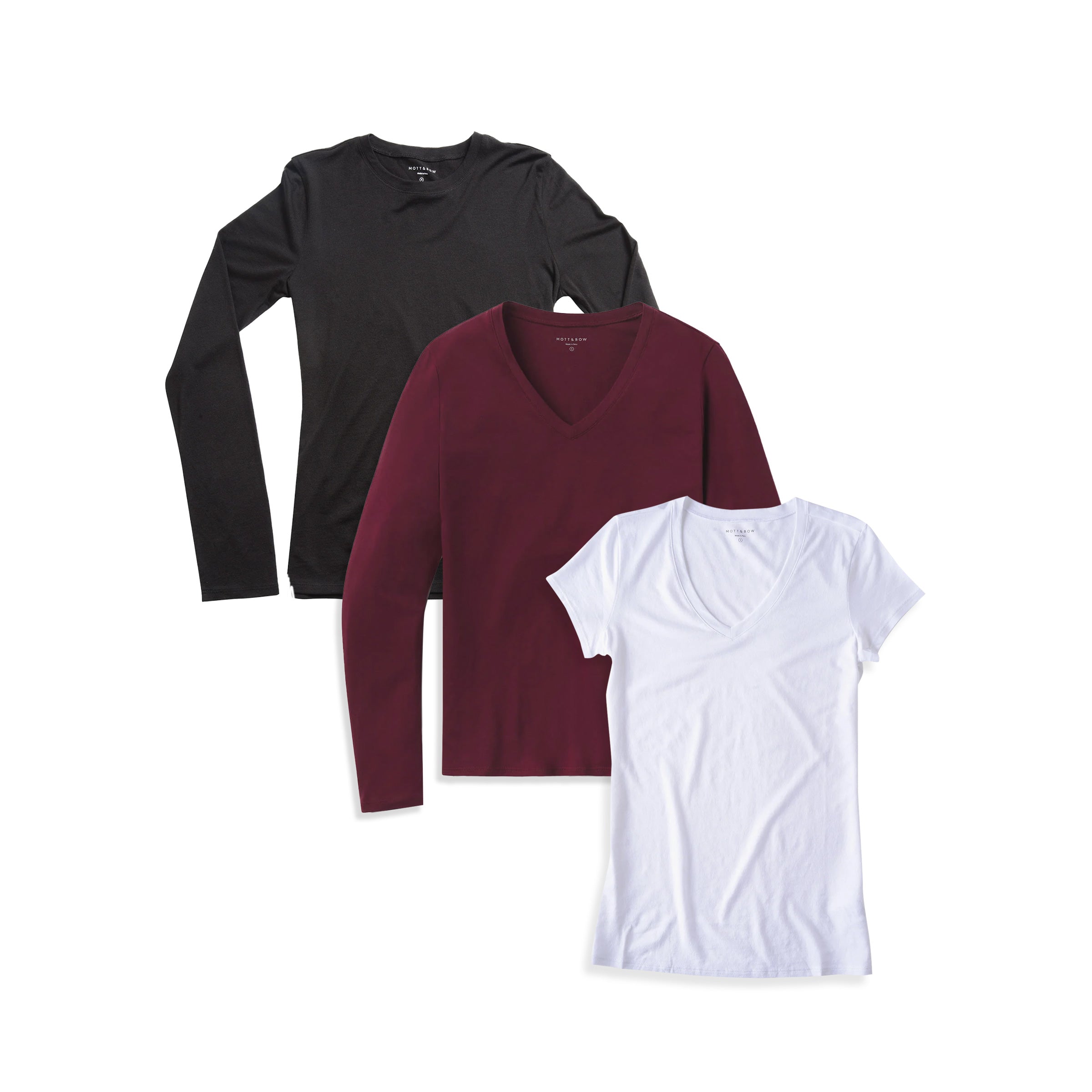 Women wearing Default Title Bundle 10: 2 Long Sleeved Marcy Tees + 1 Short Sleeved Marcy Tee