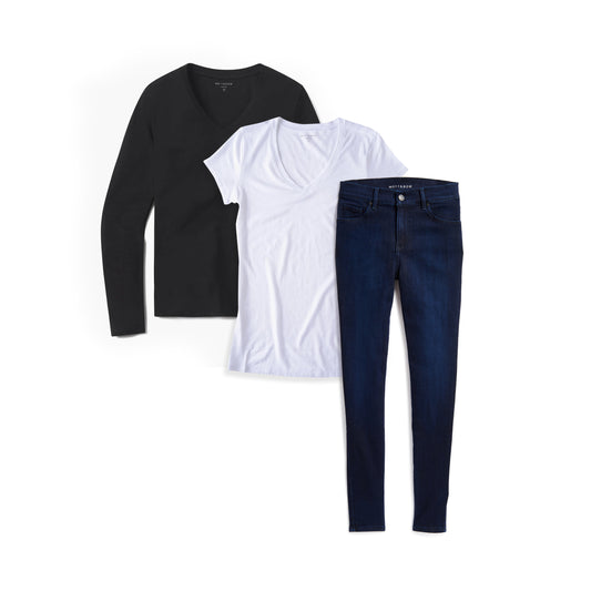 Bundle 08: 1 pair of Jeans + 1 long sleeved + 1 short sleeved Marcy tee  breadcrumb_womens-sets__womens-bundles jeans