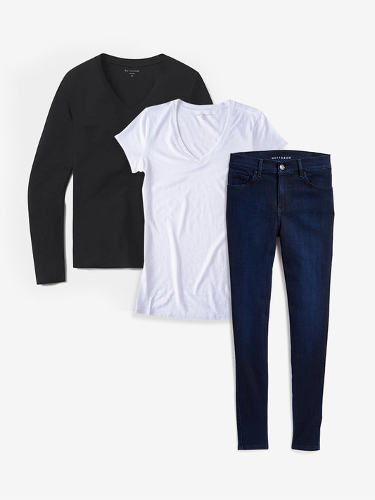 Bundle 08: 1 pair of Jeans + 1 long sleeved + 1 short sleeved Marcy tee  breadcrumb_womens-sets__womens-bundles jeans