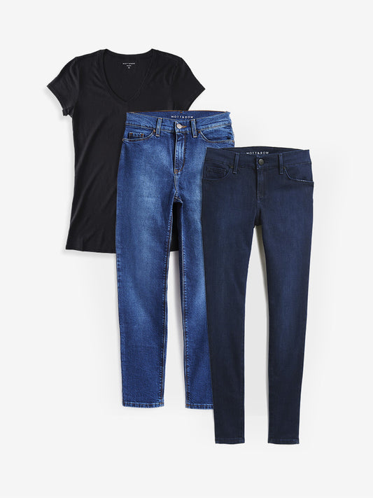 Bundle 01: 2 pair of Jeans + 1 Marcy Tee  The Mom Jean jeans