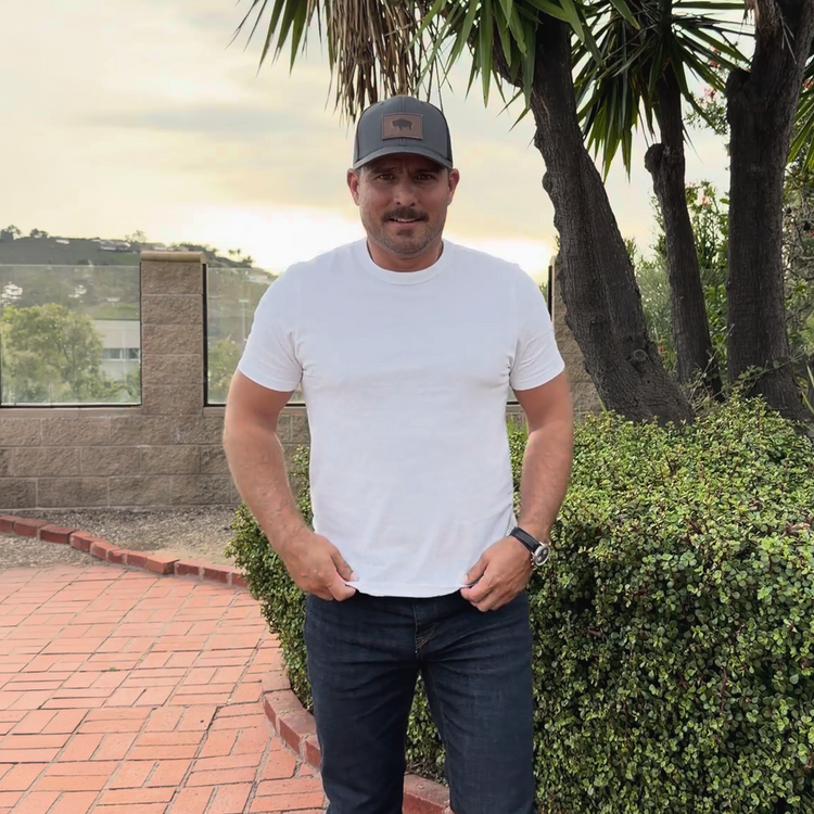 Men wearing White Classic Crew Driggs Tee