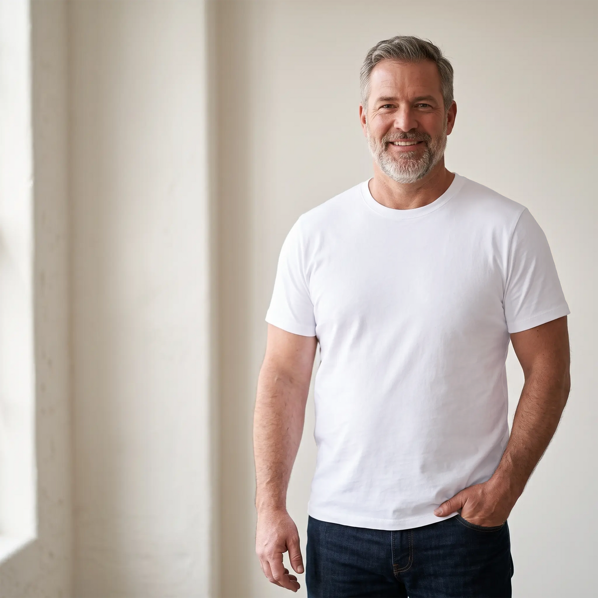 Men wearing White Classic Crew Driggs Tee