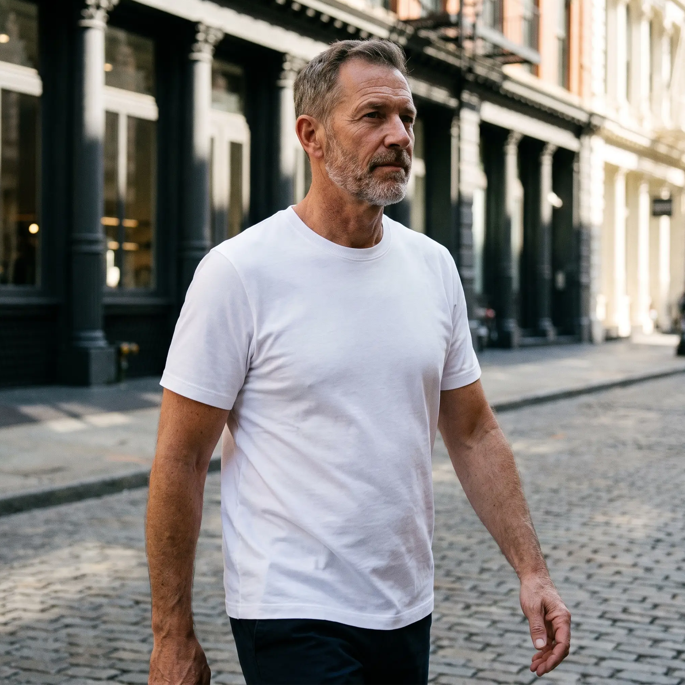Men wearing White Classic Crew Driggs Tee
