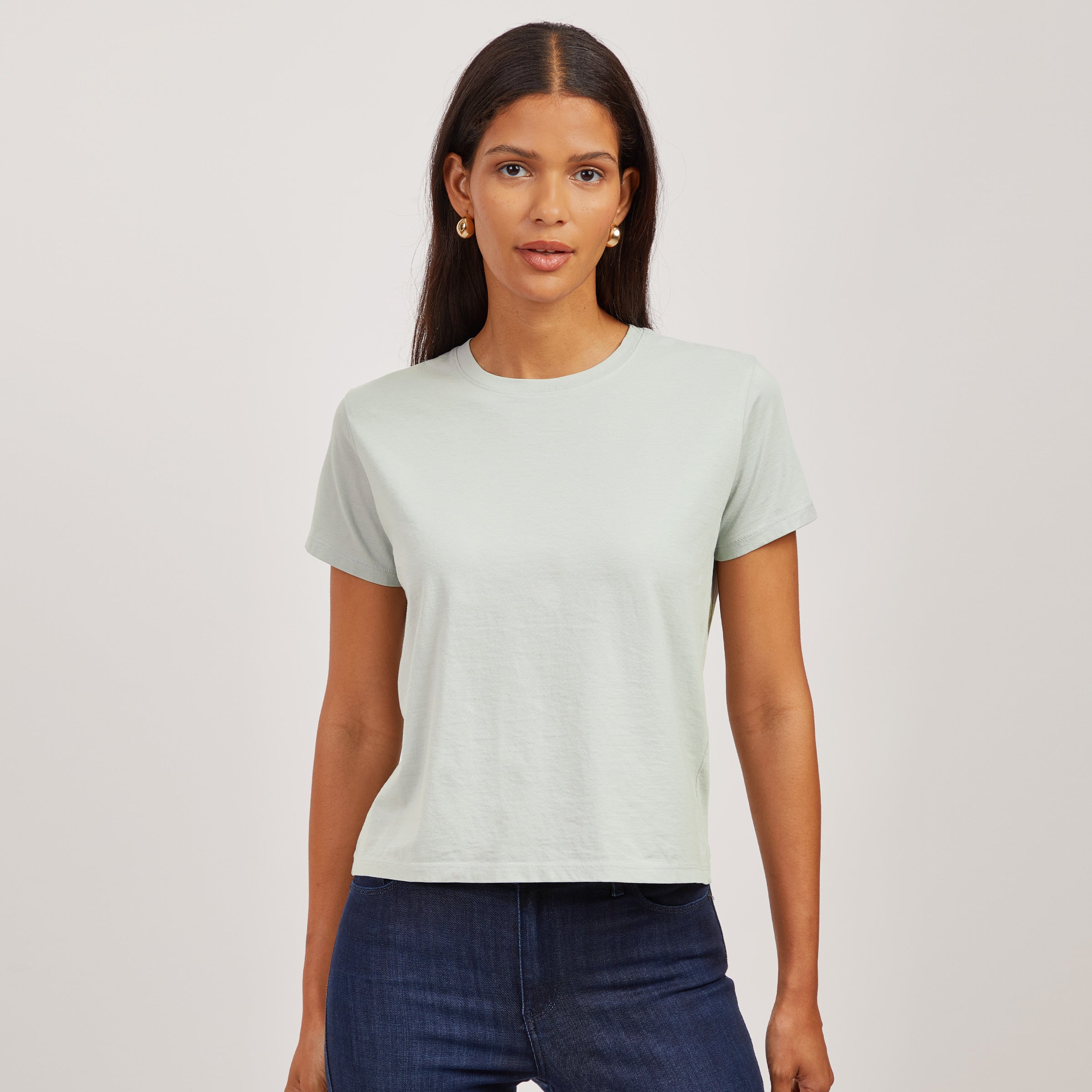 Women wearing Honeydew Everyday Cotton Crew Tee
