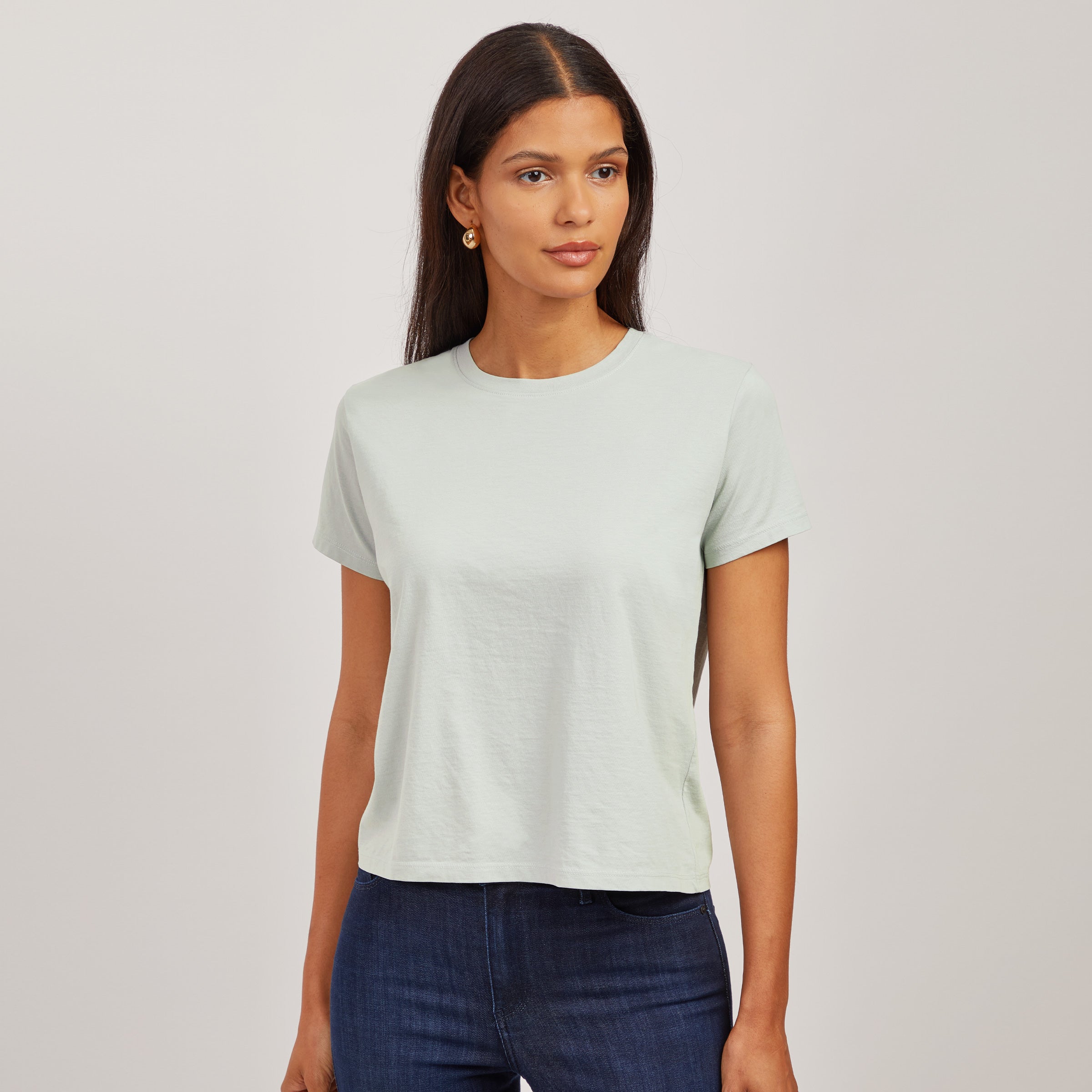 Women wearing Honeydew Everyday Cotton Crew Tee