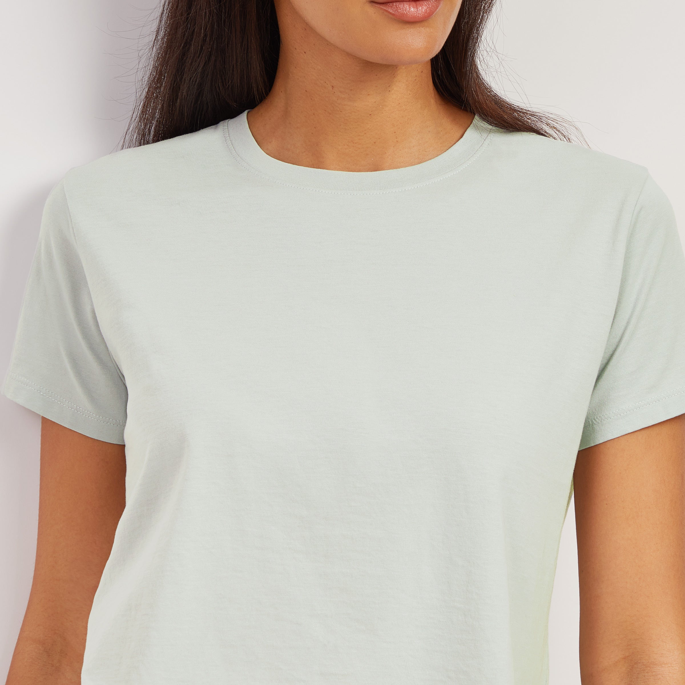 Women wearing Honeydew Everyday Cotton Crew Tee