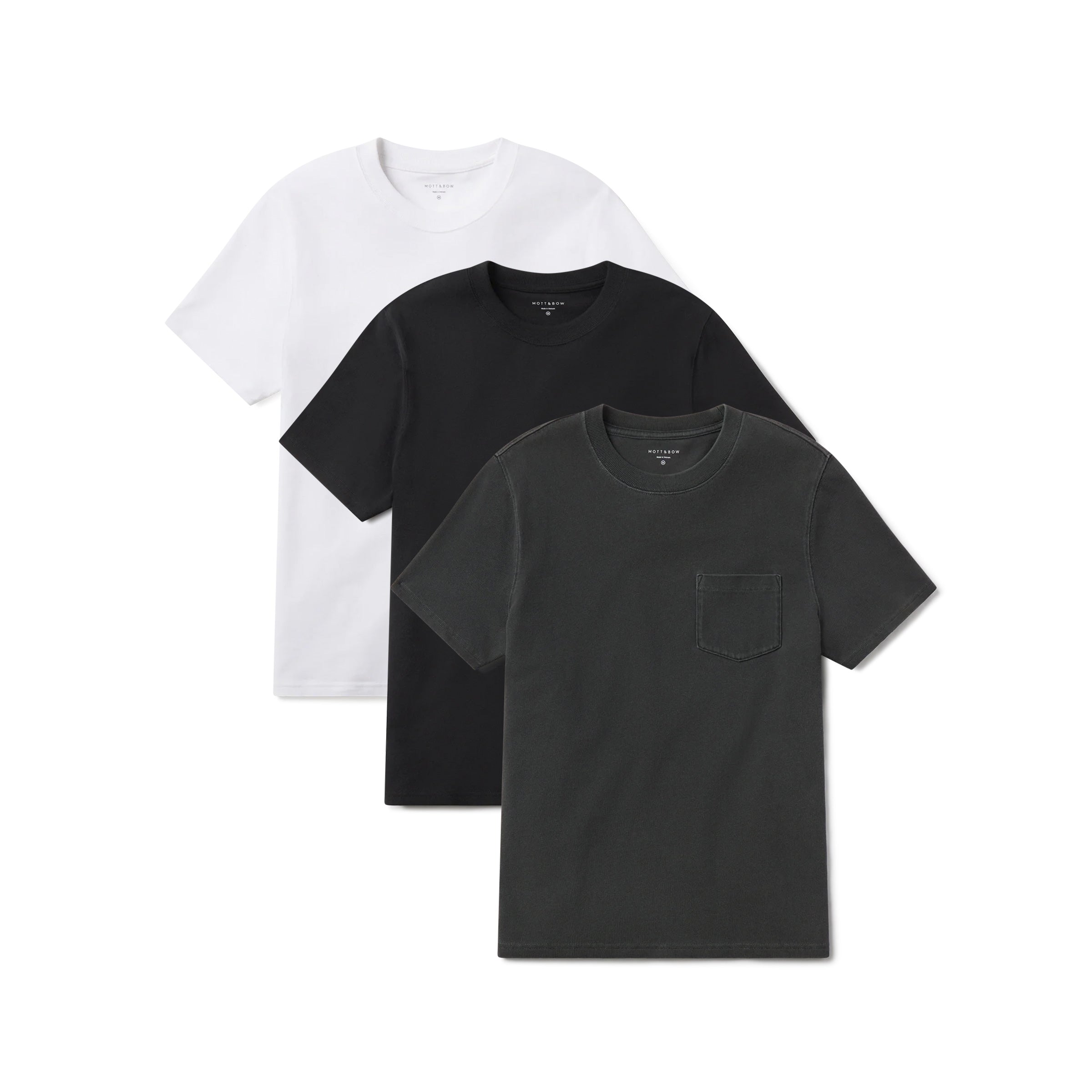 Men wearing White/Vintage Black/Vintage Dark Gray Heritage Weighted Tee 3-Pack tees