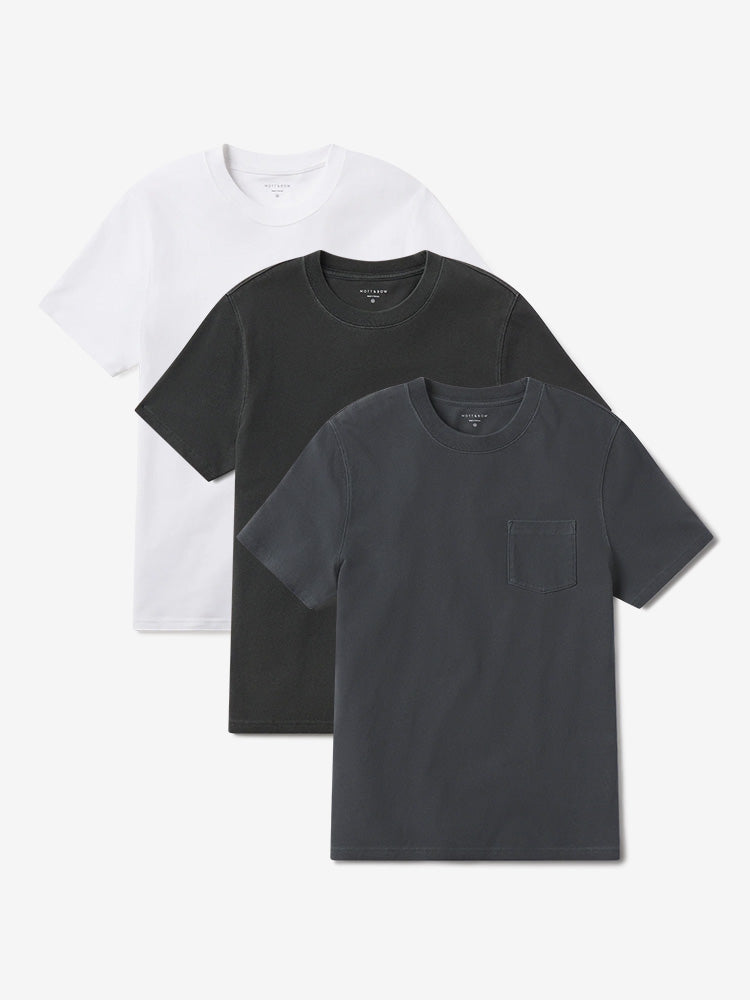 Men wearing White/Vintage Blue Ink/Vintage Dark Gray Heritage Weighted Tee 3-Pack