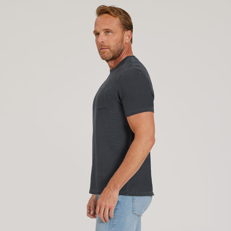 Men wearing Vintage Blue Ink Heritage Weighted Tee