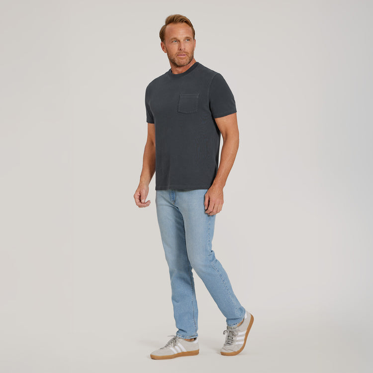 Men wearing Vintage Blue Ink Heritage Weighted Tee