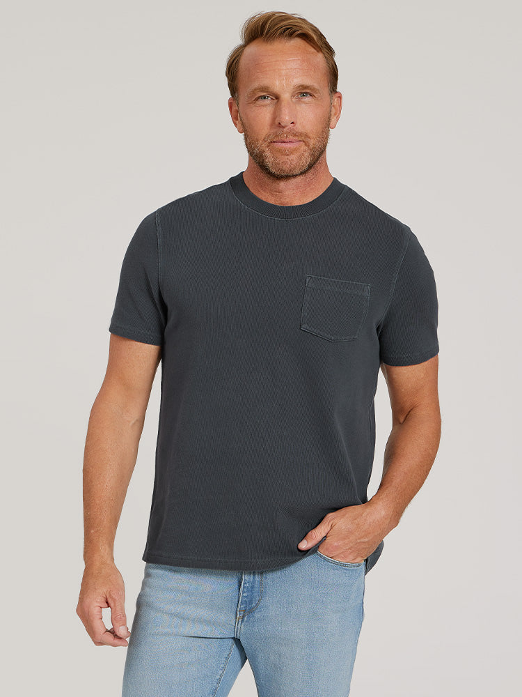 Men wearing Vintage Blue Ink Heritage Weighted Tee