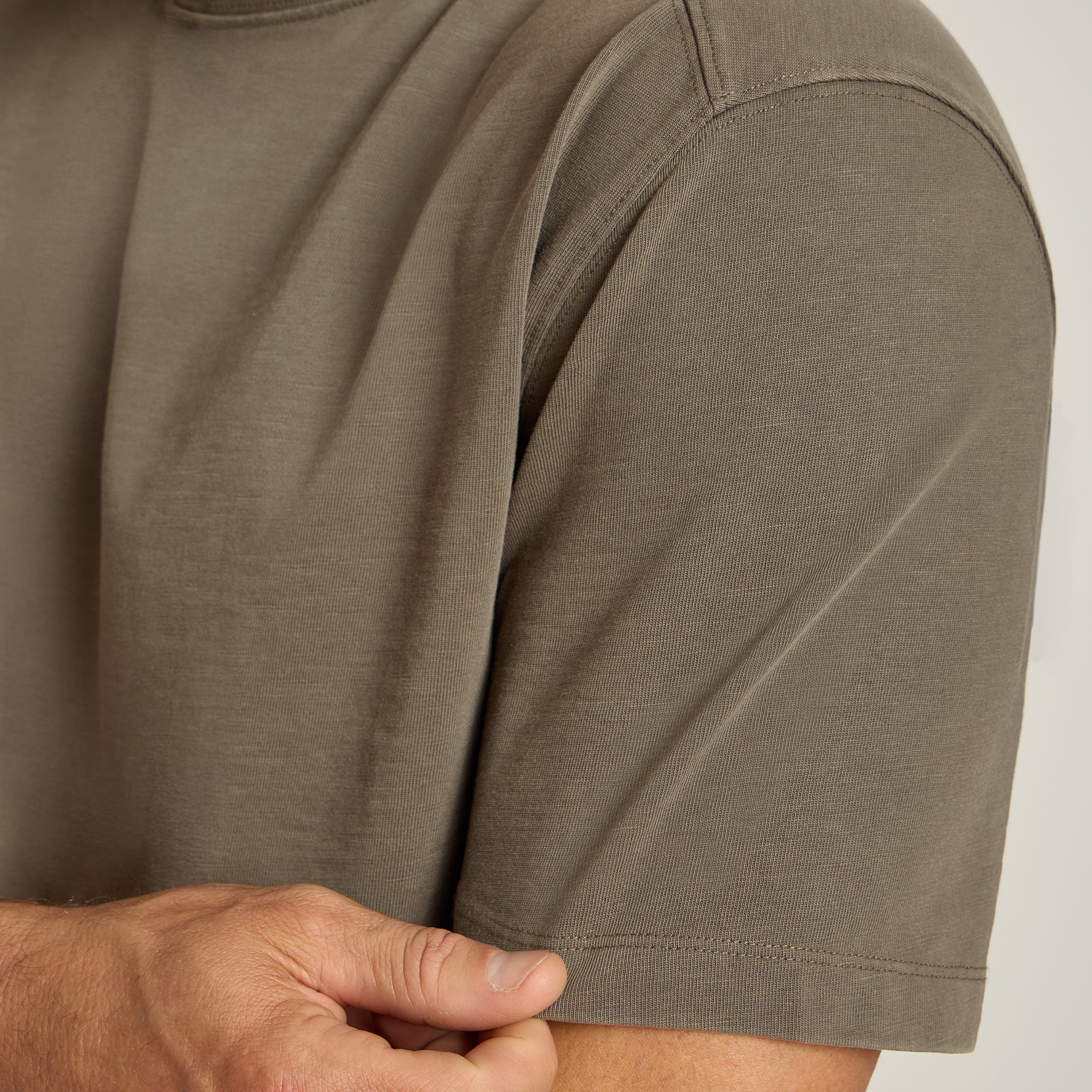 Men wearing Vintage Dark Moss Cotton Jersey Oversized Tee