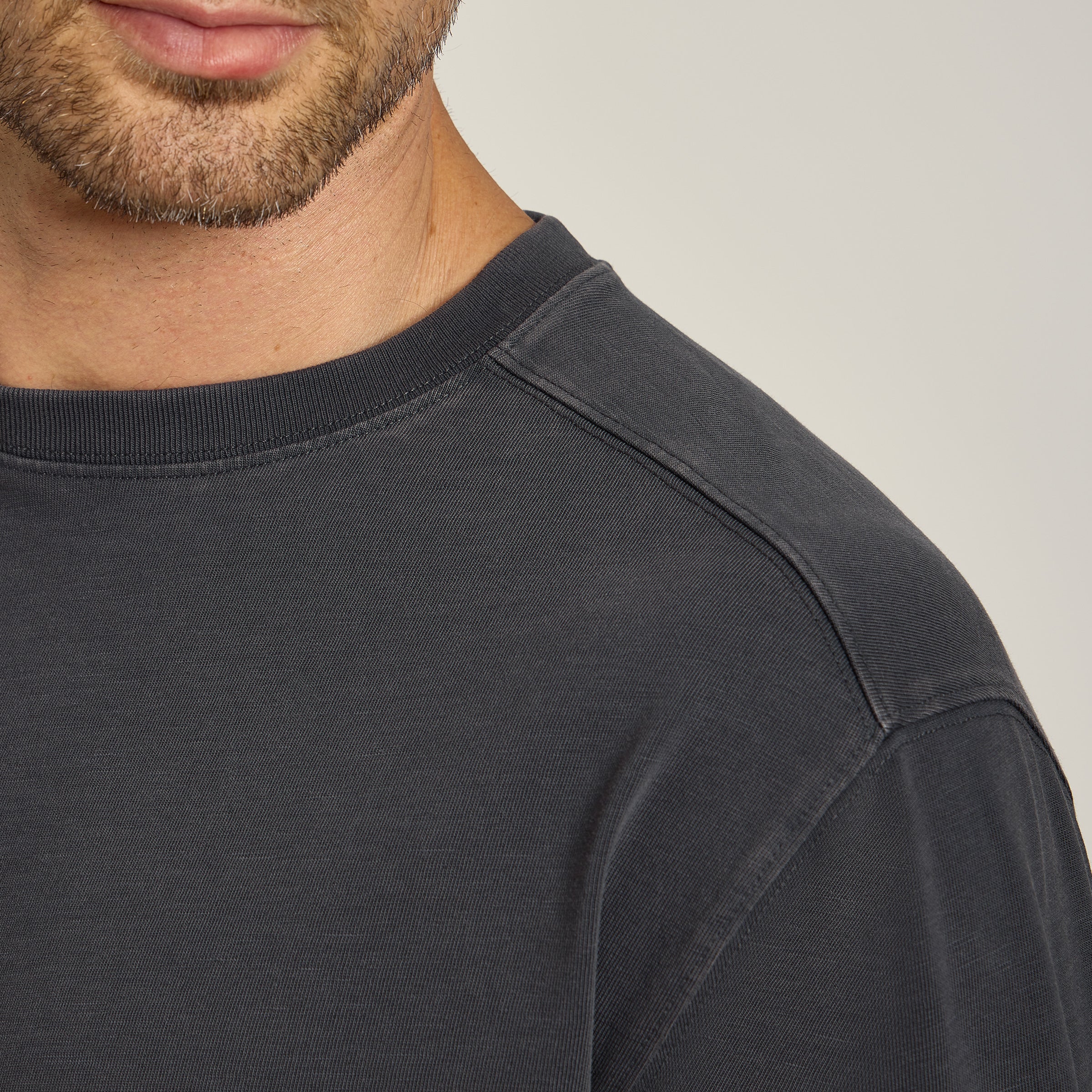 Men wearing Vintage Gray Cotton Jersey Oversized Tee