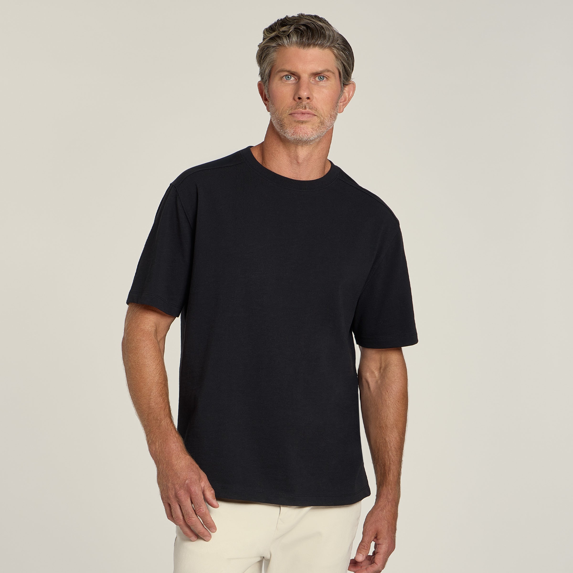 Men wearing Vintage Black Cotton Jersey Oversized Tee