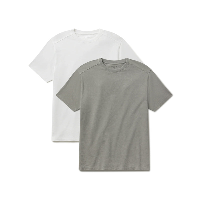 Men wearing Vintage Pewter/White Cotton Jersey Oversized Tee 2-Pack tees