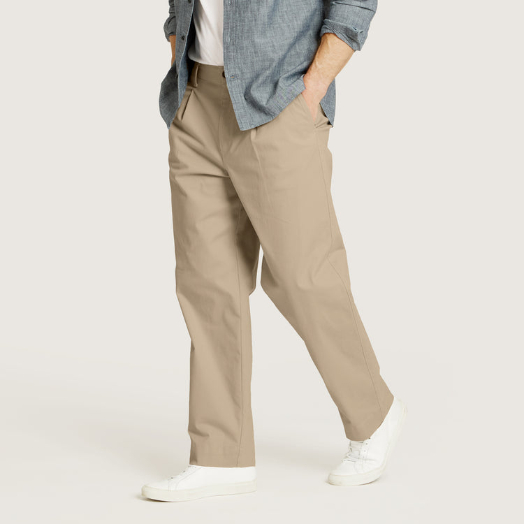 Men wearing Ecru Wide Leg Chino Pants
