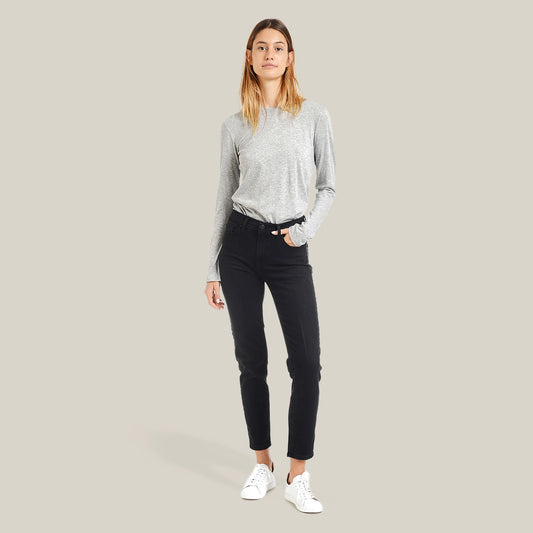 Allen High Rise Slim Mom Jeans Washed Black Mom jeans