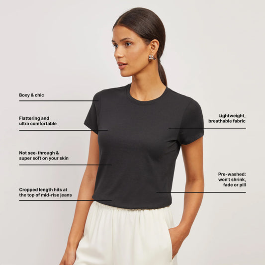 Everyday Cotton Crew Tee Black Crew tees