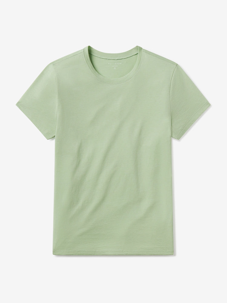 Women wearing Pistacho Fitted Crew Marcy Tee