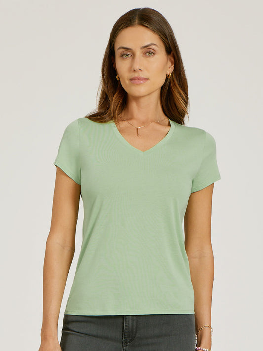 Fitted V-Neck Marcy Tee Pistachio V-Neck tees