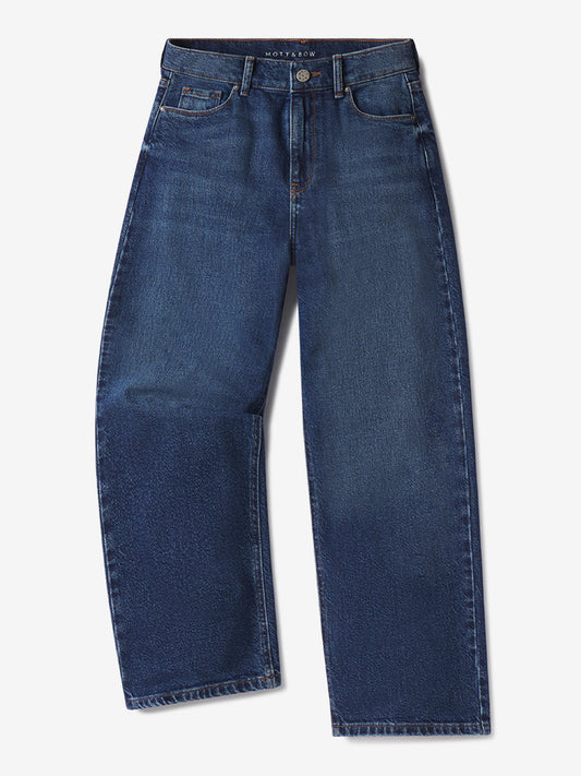 High Rise Cropped Straight Leg Gilmore Medium/Dark Blue High-Rise Cropped jeans