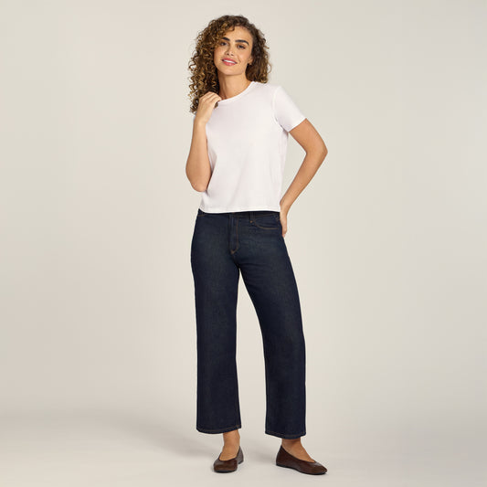 High Rise Cropped Straight Leg Gilmore Dark Blue High-Rise Cropped jeans