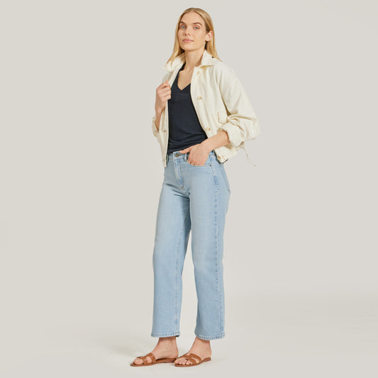 High Rise Cropped Straight Leg Hubert Washed Out Blue High-Rise Cropped jeans