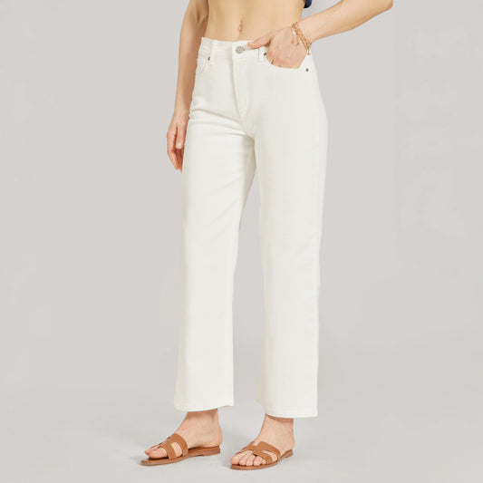 High Rise Cropped Straight Leg Mercer Bone High-Rise Cropped jeans