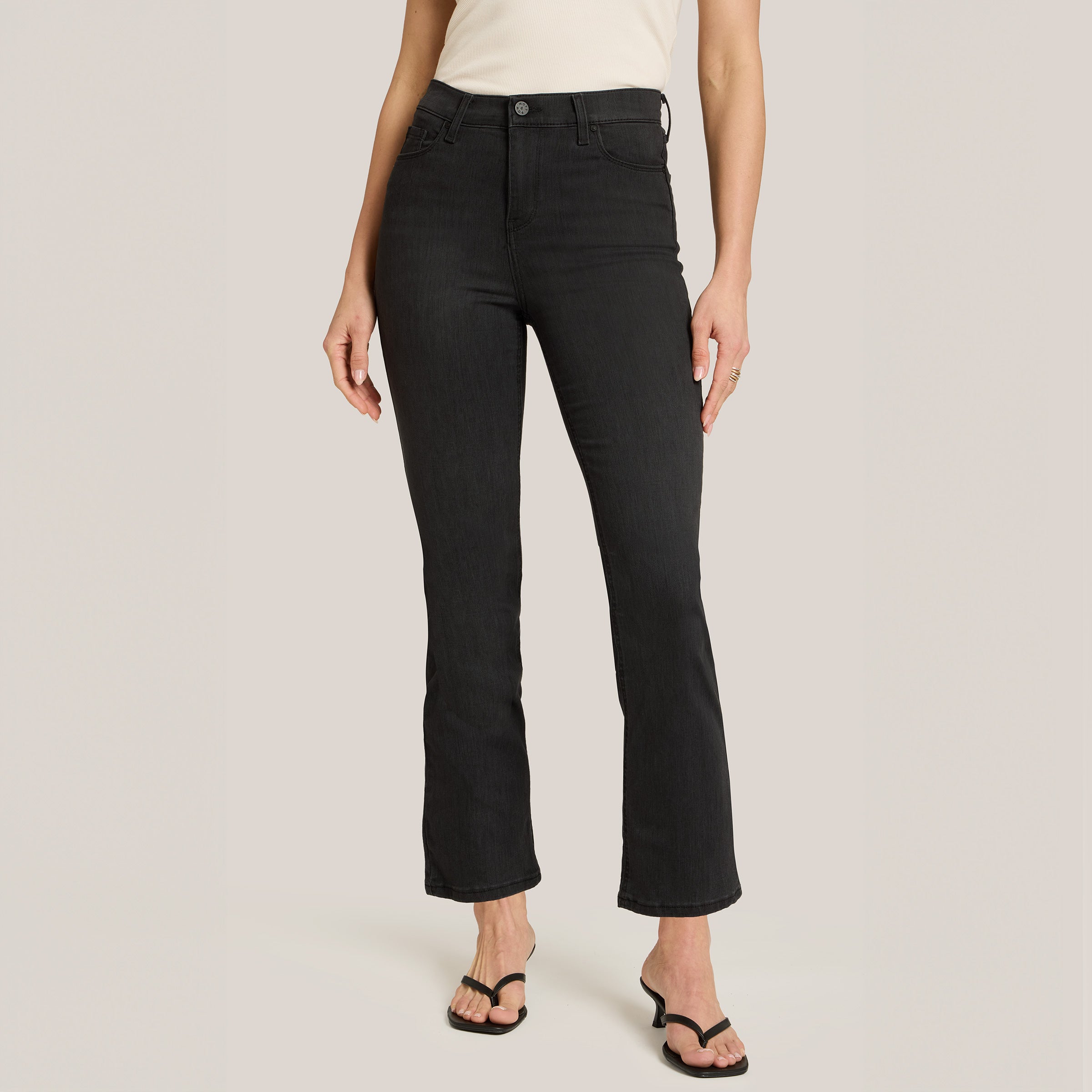 Women wearing Dark Gray High Rise Miniboot Ankle Orchard Jeans