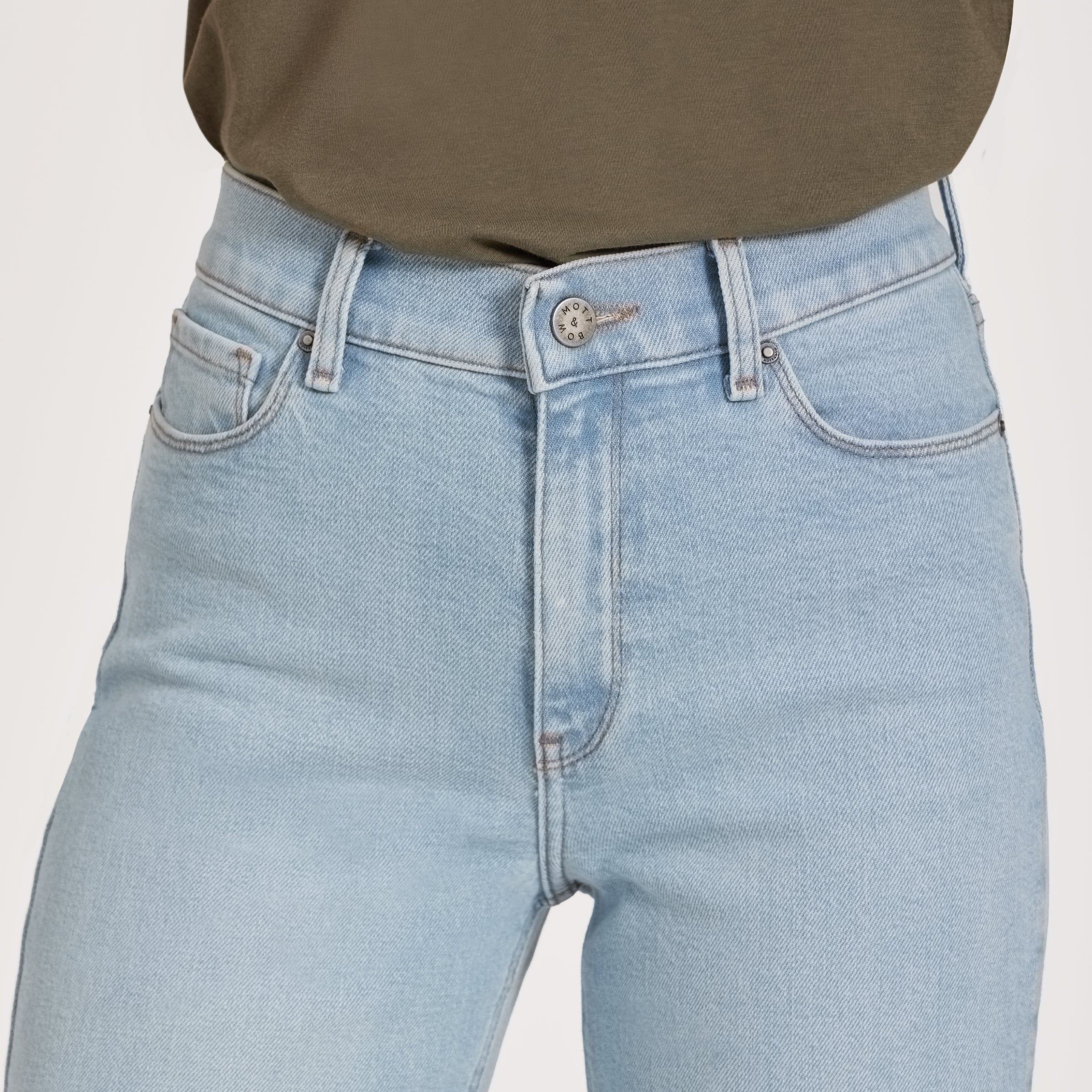 Women wearing Washed Out Blue High Rise Wide Leg Hubert