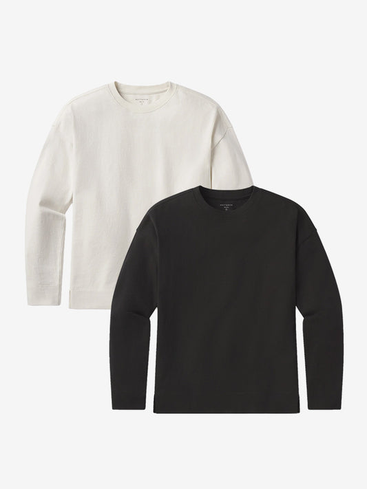 Cotton Jersey Oversized Long Sleeve Tee 2-Pack Vintage Black/Vintage White bdl2_women_oversized_long_sleeve_crew_tee tees