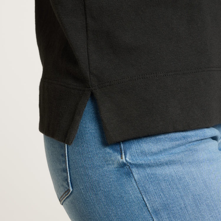 Women wearing Vintage Black Cotton Jersey Oversized Long Sleeve Tee