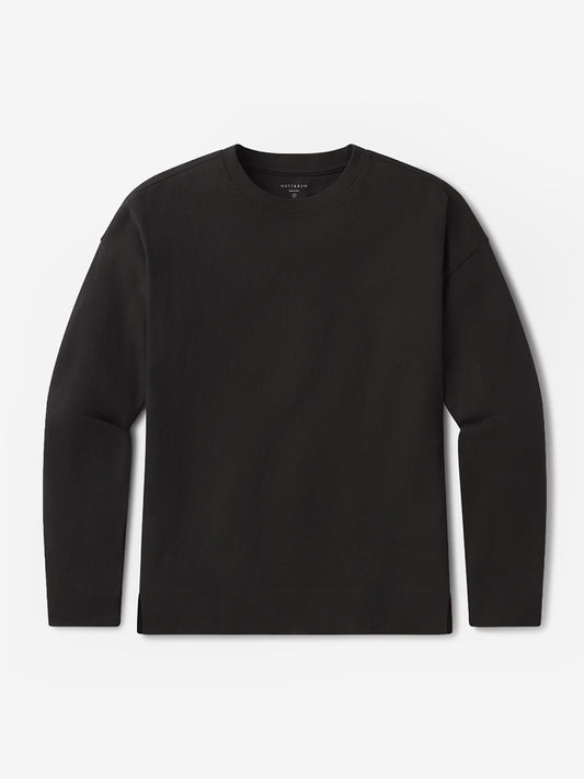 Cotton Jersey Oversized Long Sleeve Tee Vintage Black Crew tees