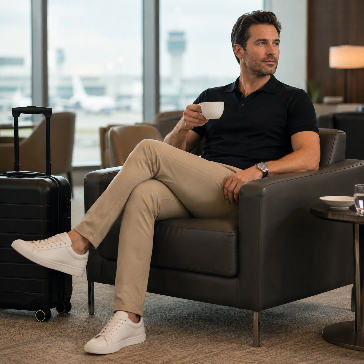 Men wearing Khaki 5 Pocket Travel Pants