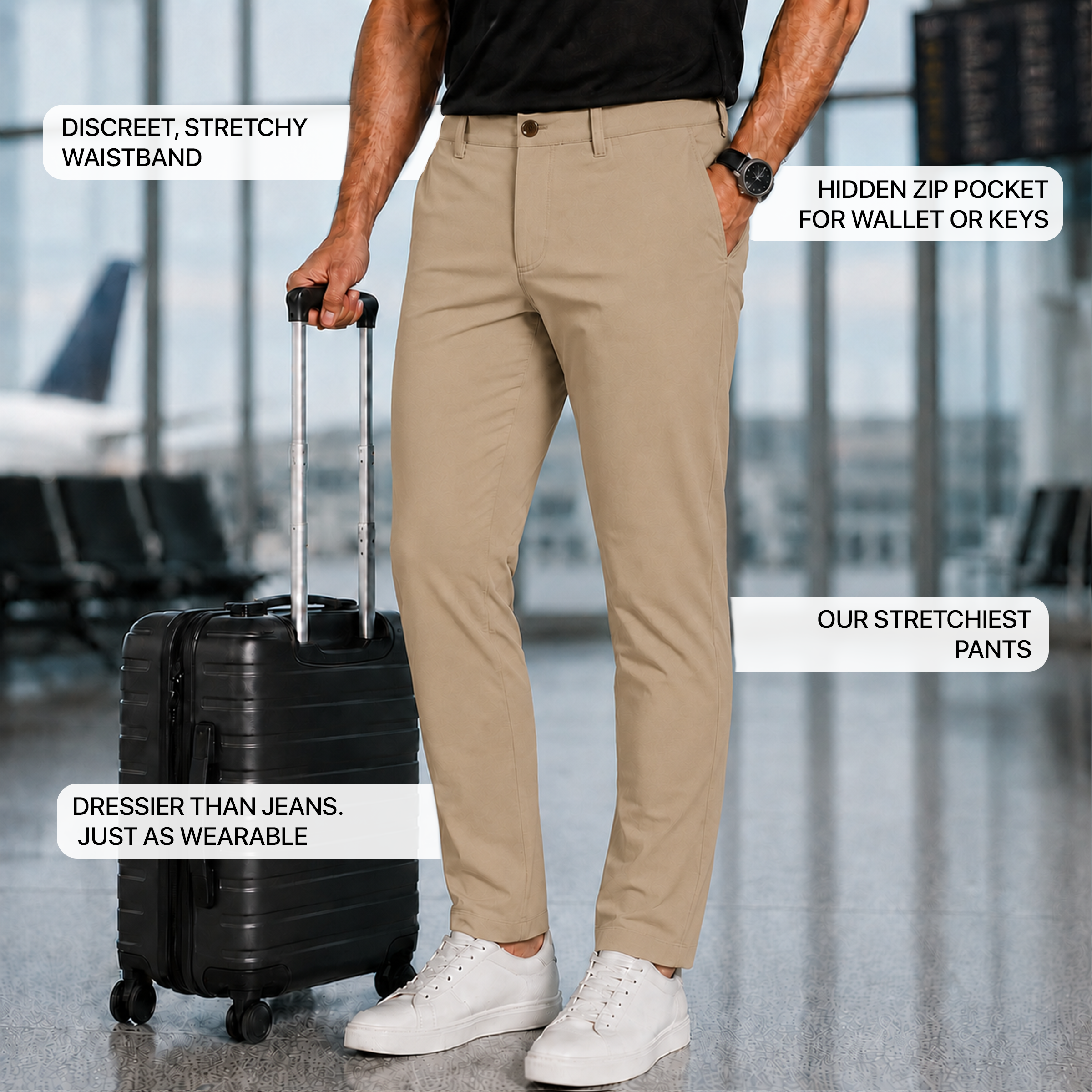Men wearing Khaki 5 Pocket Travel Pants