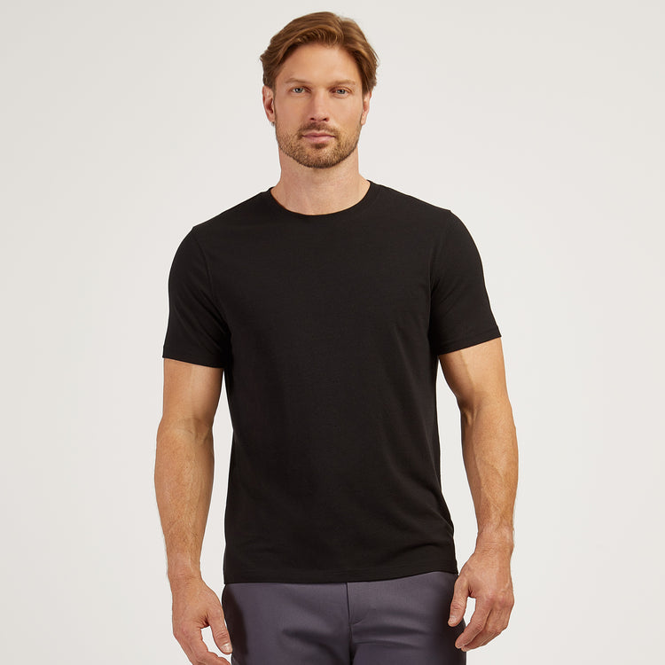 Men wearing Black Luxe Stretch Tee