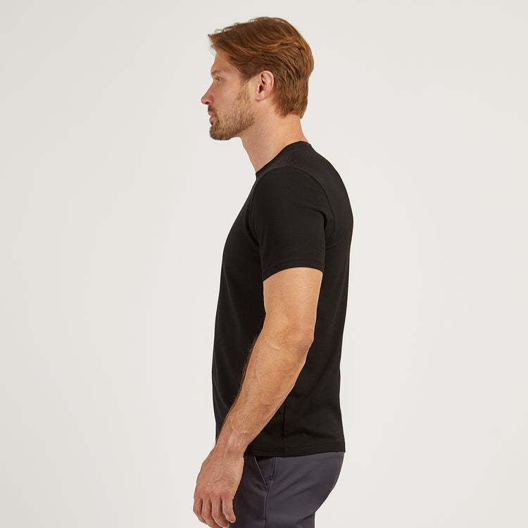 Men wearing Black Luxe Stretch Tee