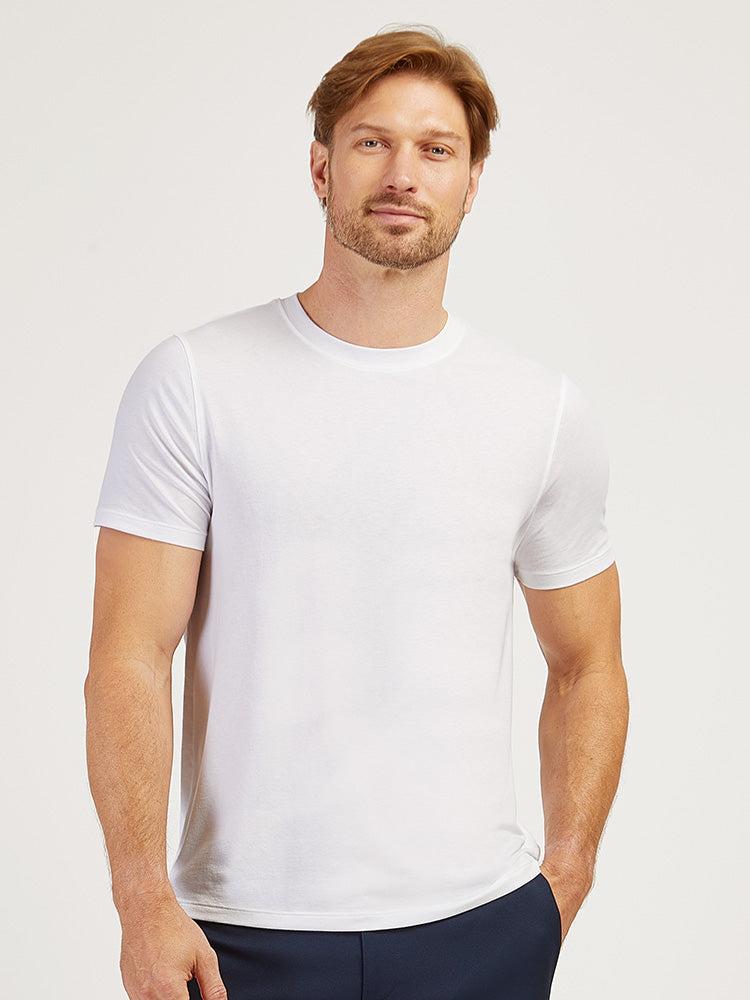Men wearing White Luxe Stretch Tee