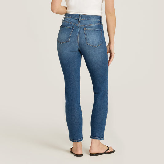 High Rise Mom Ridge Jeans Medium Blue The Mom Jean jeans